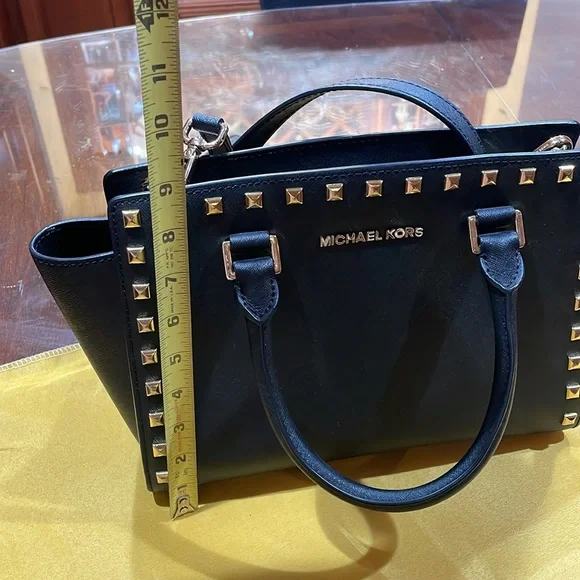 Michael Kors Studded Purse with Handles Leather Top Handle or Crossbody Selma - Picture 13 of 14